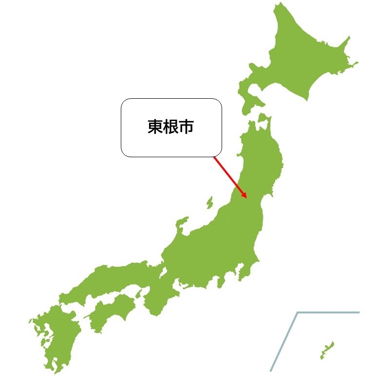 日本地図上で山形県東根市の位置を示す画像