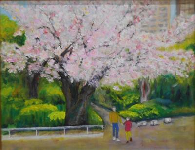 中央区ホームページ／23 あかつき公園の桜（油絵） 菊池 武