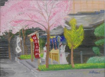 茶ノ木神社（油絵）の画像