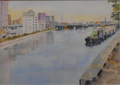 朝潮橋からの眺望（水彩）の画像