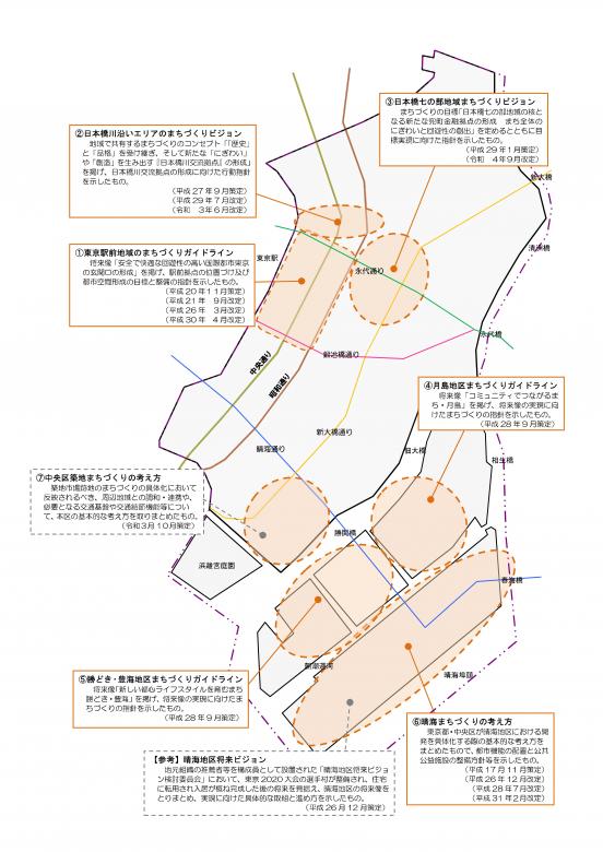 まちづくりビジョン、ガイドラインが掲載されている地図の画像