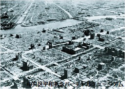焼夷弾で焼き尽くされた東京大空襲（昭和20年3月10日）の惨状／提供：共同通信社　画像